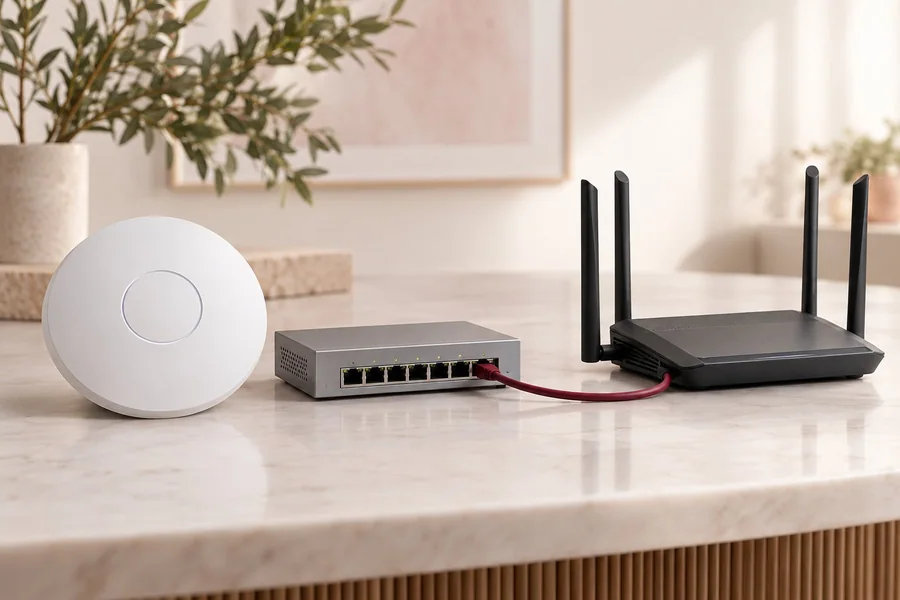 Wireless access point, network switch and router